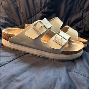 Papillio White and Gray Platform Shoes with Buckle Straps